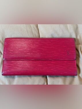 Authentic Louis Vuitton Red Epi Leather Long Wallet